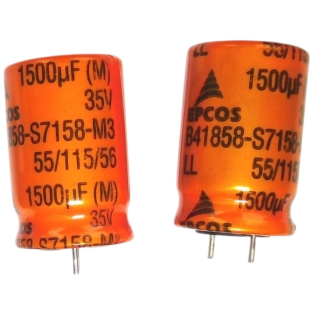 Kit com 5 Capacitores Eletrolíticos 1500uF 35V 105C - KIT-CAP-ELET-1500UF-35V-105C-5 - Comecx Labs