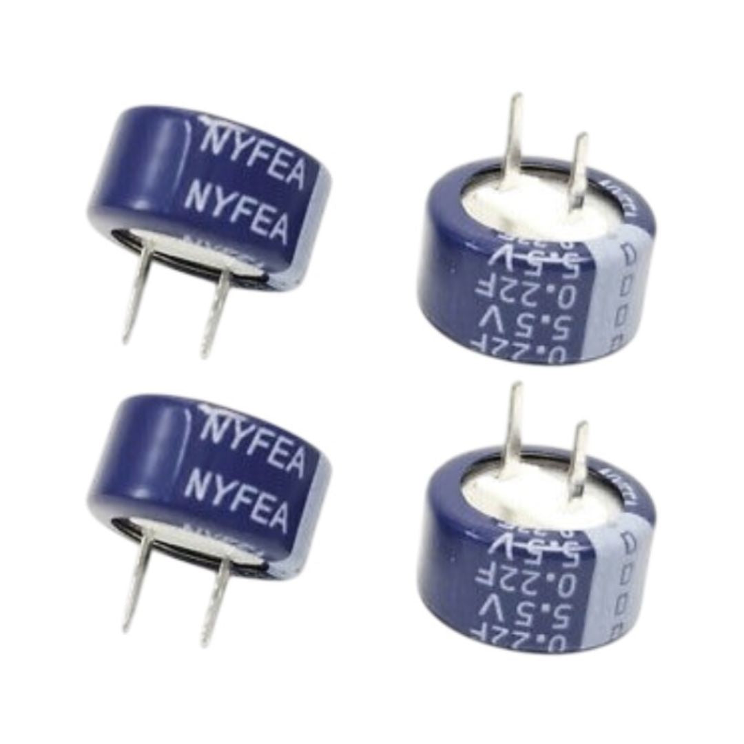 Kit com 5 Capacitores SuperCap 0.22F 5.5V Radial - KIT-CAP-SUPERCAP-0-22F-5V5-RADIAL-5 - Comecx Labs