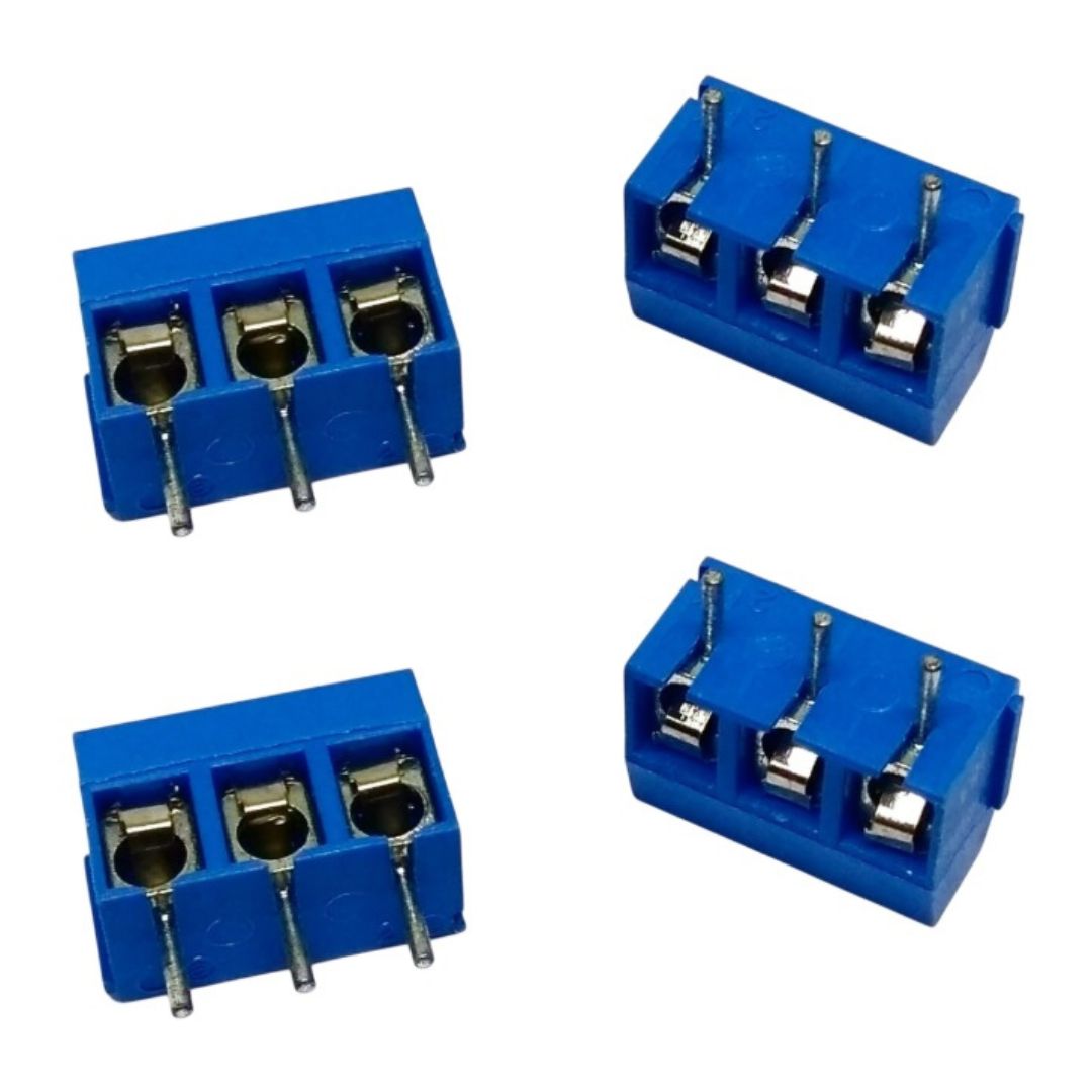 Conector Borne KRE 3 Vias Azul Passo 5.08mm KF-301-3T Mini - COMP-BORNE-3227 - Comecx Labs