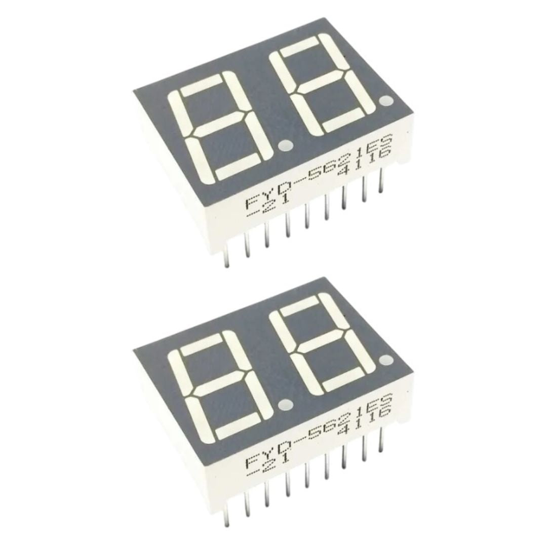 Display Duplo 2 Digitos 7 Segmentos Catodo Vermelho FYD-5621ES-21 - COMP-DISP-225730 - Comecx Labs