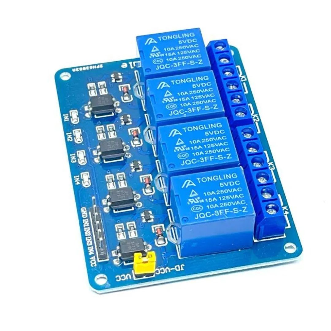 Módulo Relé 4 Canais 5V com Optoacoplador Interface Opto Acoplada - MOD-RELE-4CH - Comecx Labs