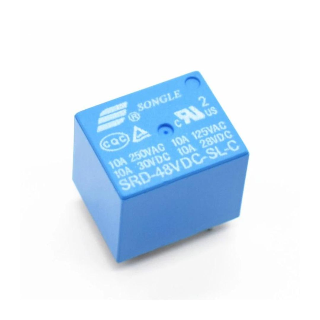 Rele 48V Songle 10A 5 pinos Azul (SRD-48VDC-SL-C) - MAN-PROT-RELAY-82629 - Comecx Labs