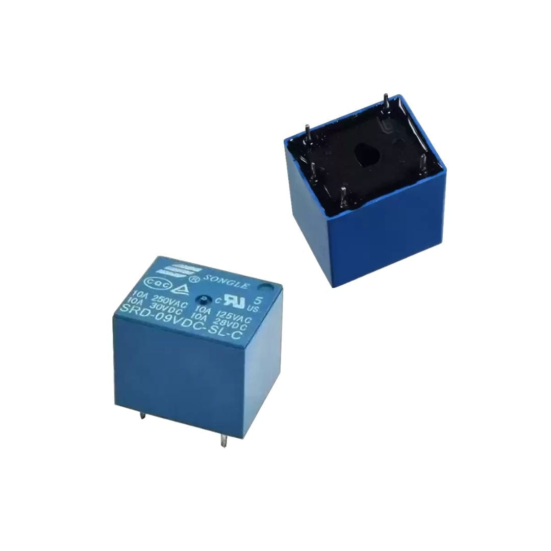 Rele 9V Songle 10A 5 pinos Azul (SRD-09VDC-SL-C) - MAN-PROT-RELAY-82531 - Comecx Labs