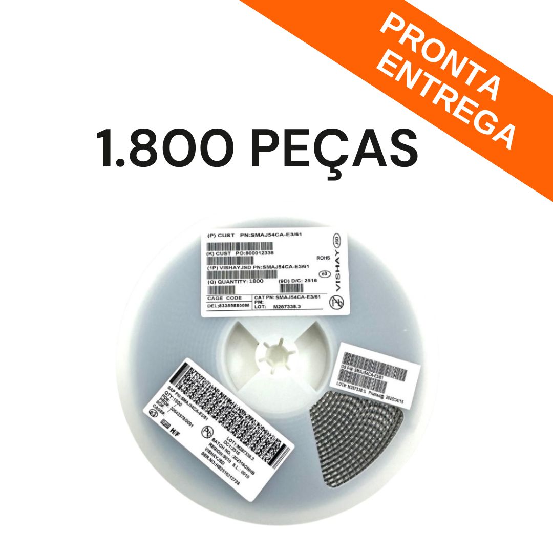 Rolo 1.800 Peças - Diodo Proteção SMAJ54CA-E3/61 54V 400W DO-214AC SMD (SMAJ54CA) - SEMI-228892 - Comecx Labs