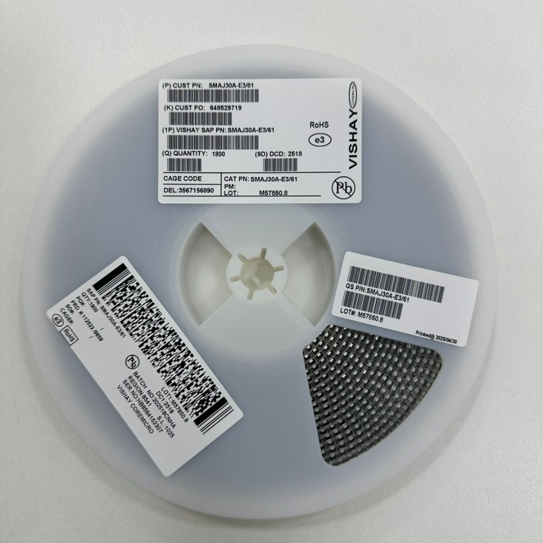 Rolo 1.800 Peças - Diodo TVS SMAJ30A-E3/61 SMA 30V 400W (CK) SMD - MAN-PROT-SURGE-217044 - Comecx Labs
