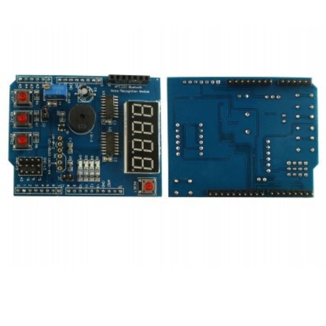 Shield Multifunções para Arduino K586 com Buzzer, Display, Push Button + Interfaces Extras - CTRL-SHD-K586 - Comecx Labs