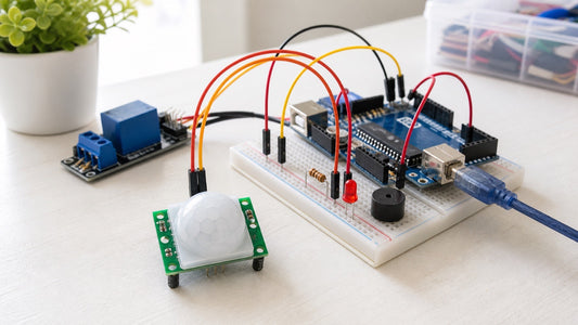 Sensor de presenca PIR HC-SR501 ligado ao Arduino em protoboard para automacao e alarme
