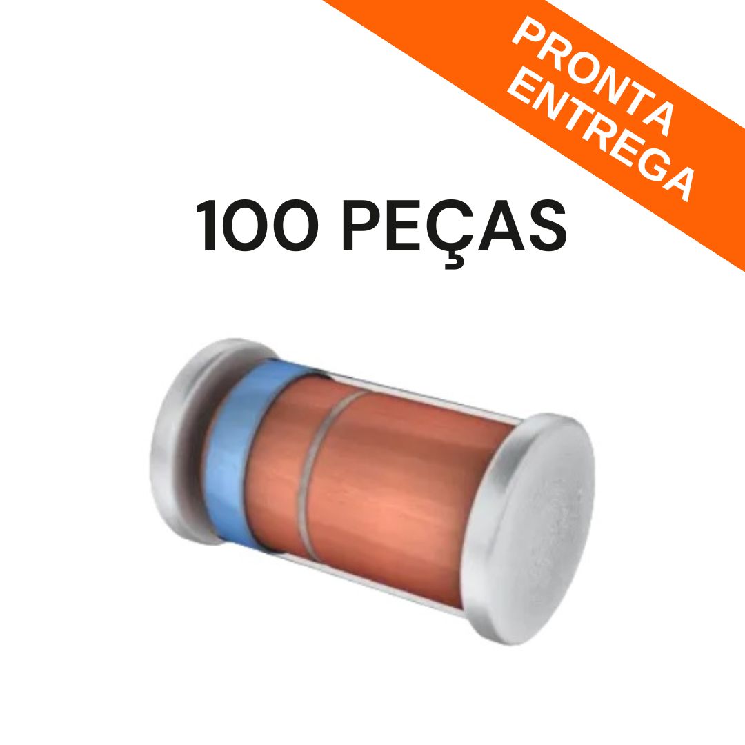 100 Peças - Diodo Zener ZMM8V2 8.2V (8V2) 500mW (1/2W) SOD-80 LL-34 Mini-Melf SMD - SEMI-225766 - Comecx Labs