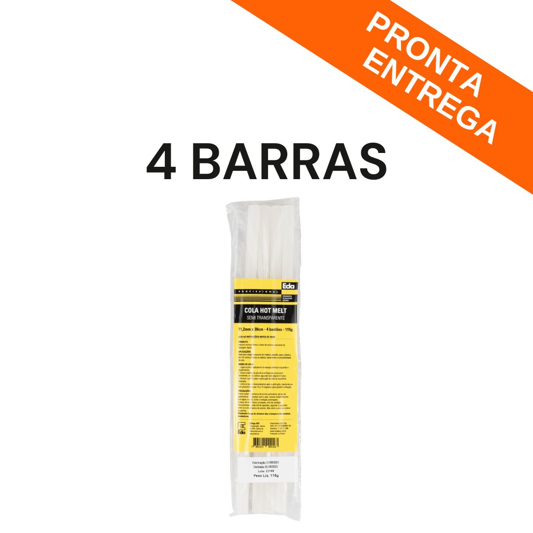 4 Barras de Cola Quente 11,2mm x 30cm 3UZ - FER-COLA-BASTAO-112-3UZ - Comecx Labs