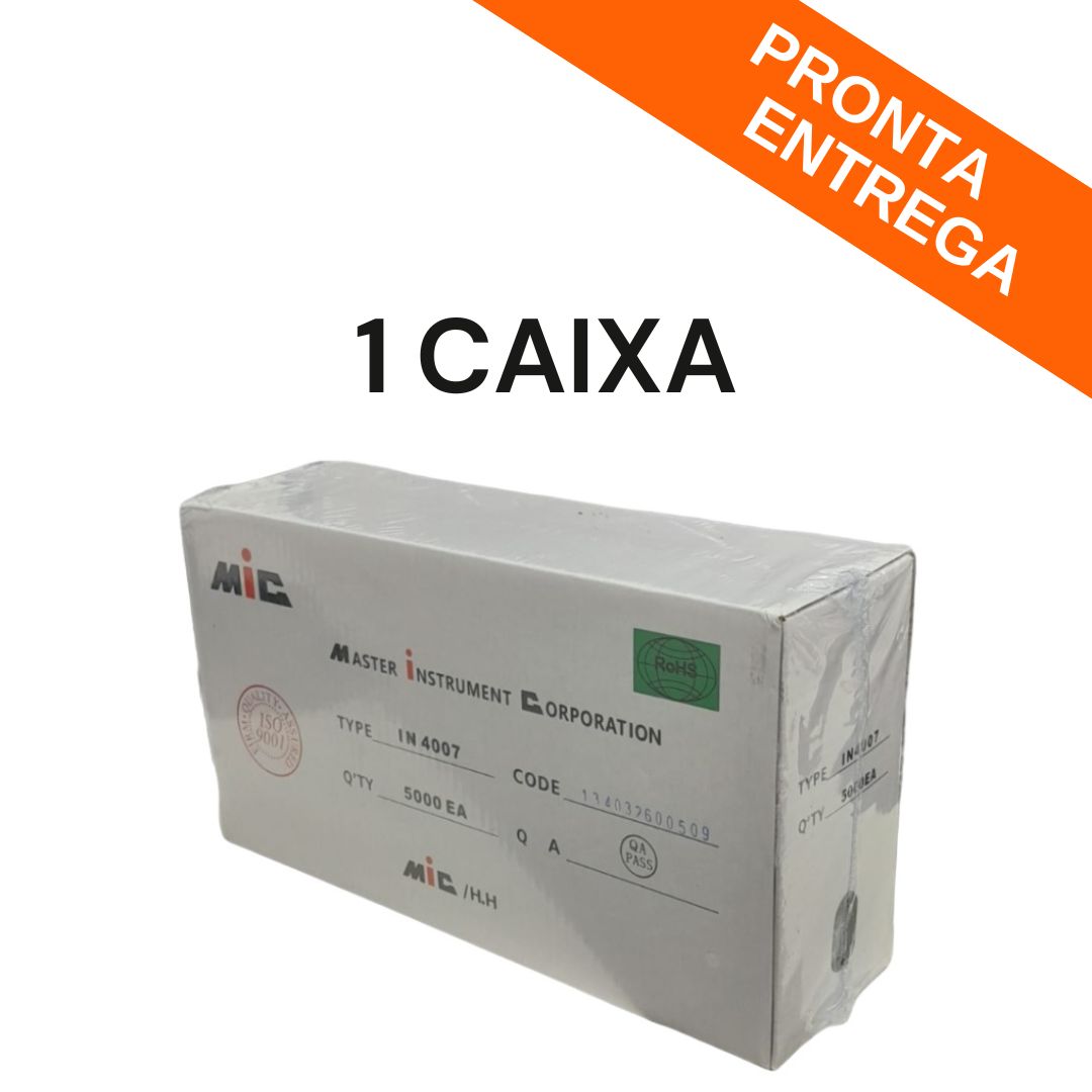 5.000 Peças - Diodo Retificador 1N4007 1000V 1A DO-41 PTH (Caixa) - SEMI-168448 - Comecx Labs