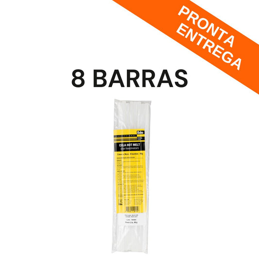 8 Barras de Cola Quente 7,5mm x 30cm 4GR - FER-COLA-BASTAO-75-4GR - Comecx Labs