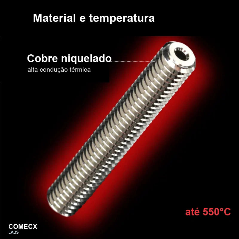 Adaptador Mellow Copper Super Volcano - cobre niquelado até 550 graus - Comecx Labs