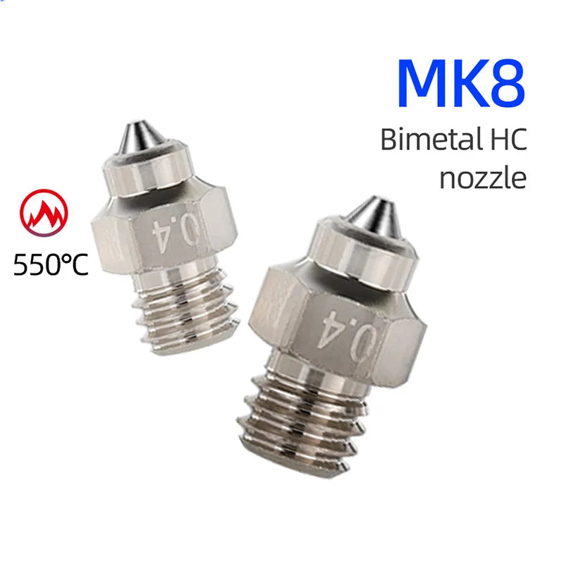 Bico Mellow DLC MK8 em aço endurecido e cobre para hotend CR10 - imagem 1 - Comecx Labs
