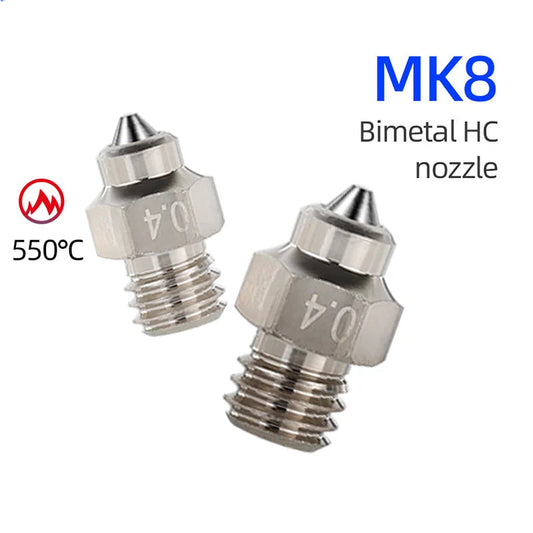 Bico Mellow DLC MK8 em aço endurecido e cobre para hotend CR10 - imagem 1 - Comecx Labs