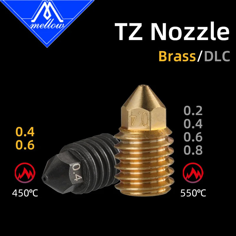 Bico Mellow NF TZ em aço endurecido para hotend TZ2.0 - imagem 1 - Comecx Labs