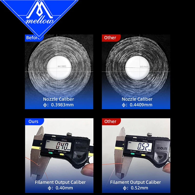 Bico NF V6 A2 em aço endurecido 2,85 mm para E3D hotend - imagem 3 - Comecx Labs