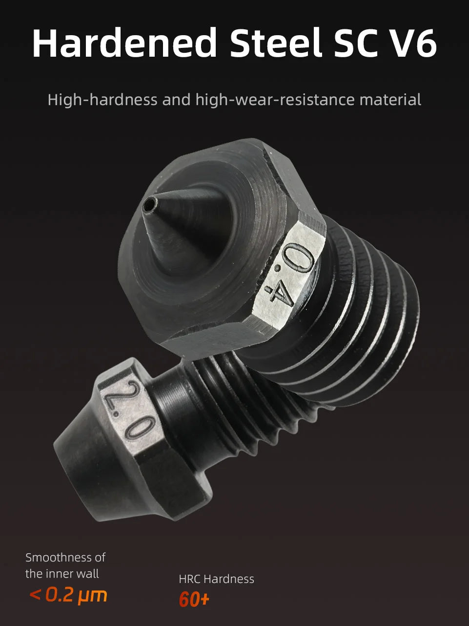 Bico NF V6 A2 em aço endurecido 2,85 mm para E3D hotend - imagem 8 - Comecx Labs