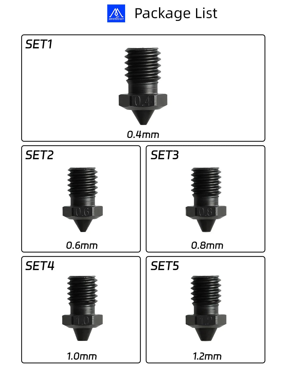 Bico NF V6 A2 em aço endurecido 2,85 mm para E3D hotend - imagem 10 - Comecx Labs