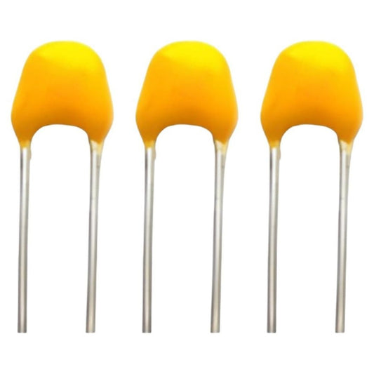 Kit com 50 Capacitores Cerâmicos 10nF 100V Fitados - KIT-CAP-CER-10NF-100V-FITADO-50 - Comecx Labs
