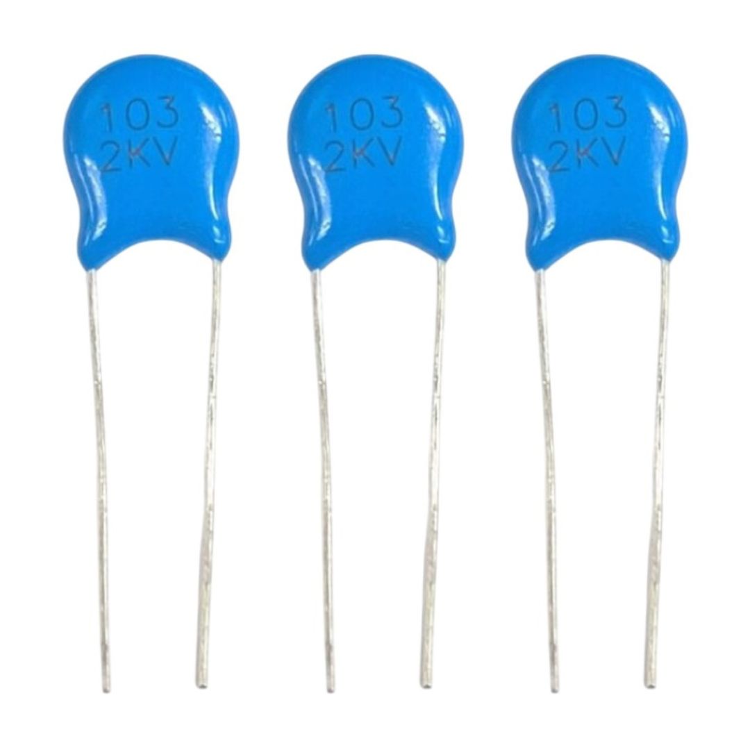 Capacitor Cerâmico Disco 10nF 2000V Azul Passo 5mm - CAP-207754 - Comecx Labs