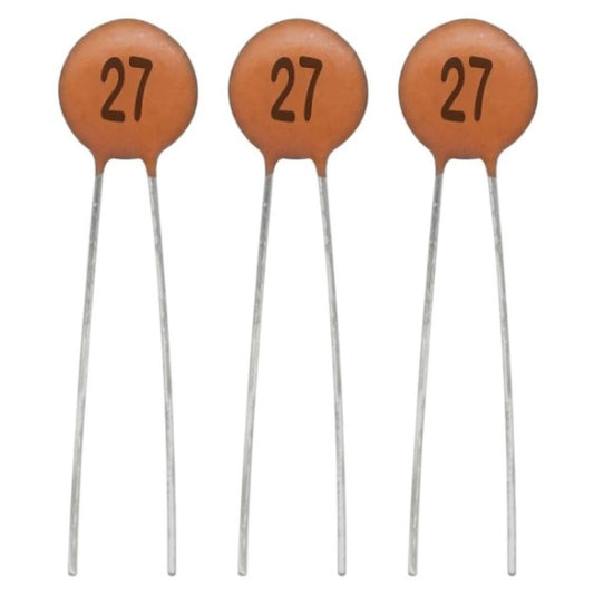 Kit com 50 Capacitores Cerâmicos Disco 27pF 50V - KIT-CAP-CER-DISCO-27PF-50V-50 - Comecx Labs