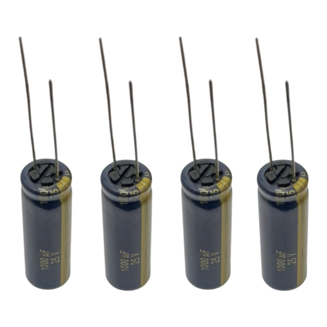 Kit com 5 Capacitores Eletrolíticos 1000uF 25V 105C - KIT-CAP-ELET-1000UF-25V-105C-5 - Comecx Labs
