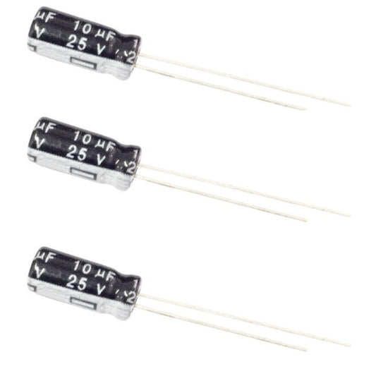 Kit com 50 Capacitores Eletrolíticos 10uF 25V 105C - KIT-CAP-ELET-10UF-25V-105C-50 - Comecx Labs