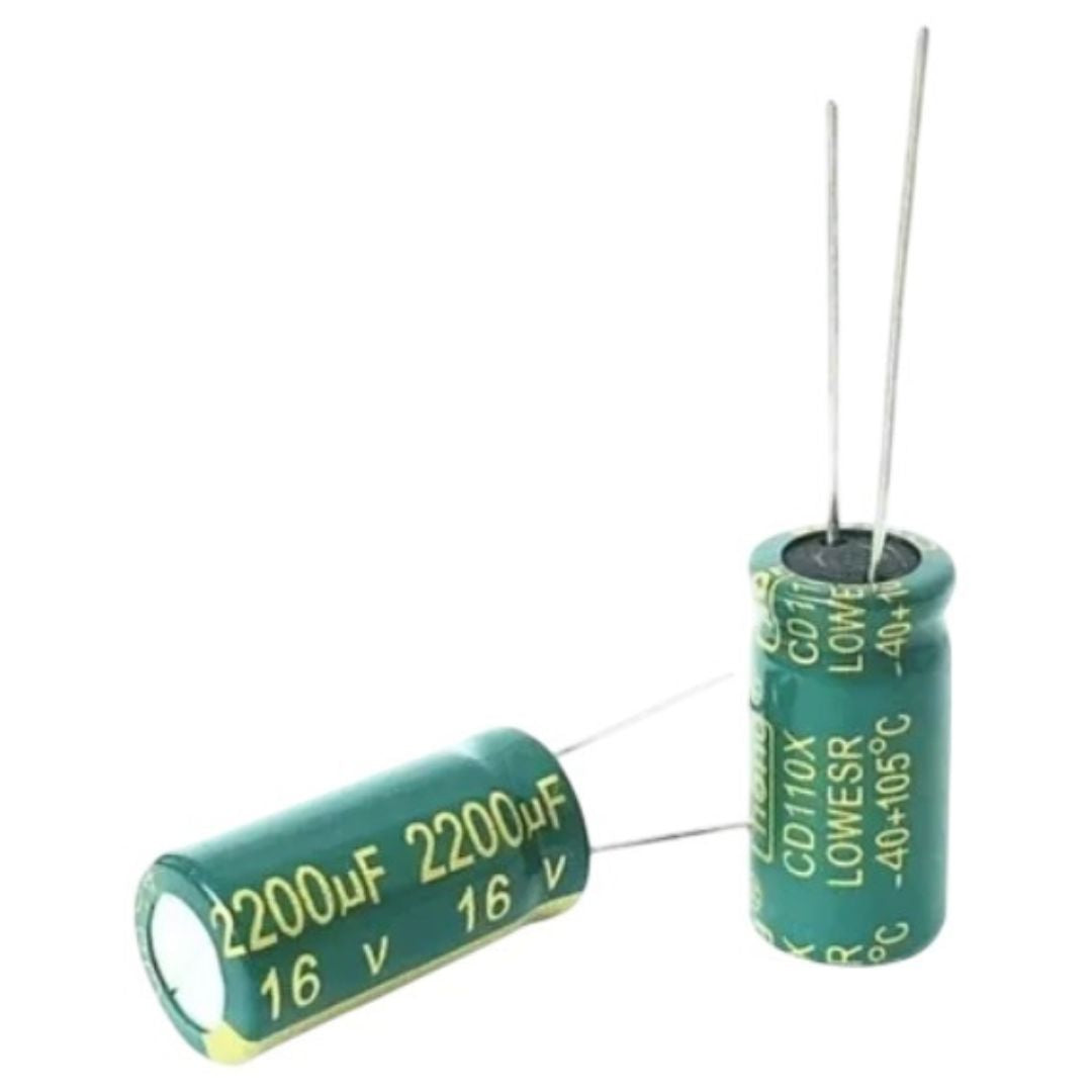 Kit com 20 Capacitores Eletrolíticos 2200uF 16V Low ESR - KIT-CAP-ELET-2200UF-16V-LOW-ESR-20 - Comecx Labs