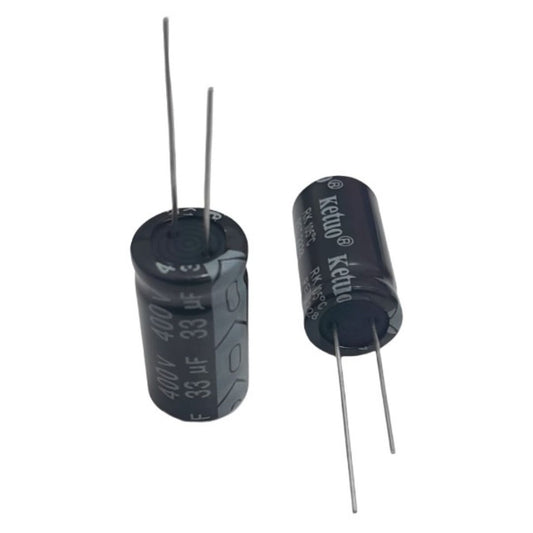 Kit com 5 Capacitores Eletrolíticos 33uF 400V Ketuo - KIT-CAP-ELET-33UF-400V-KETUO-5 - Comecx Labs