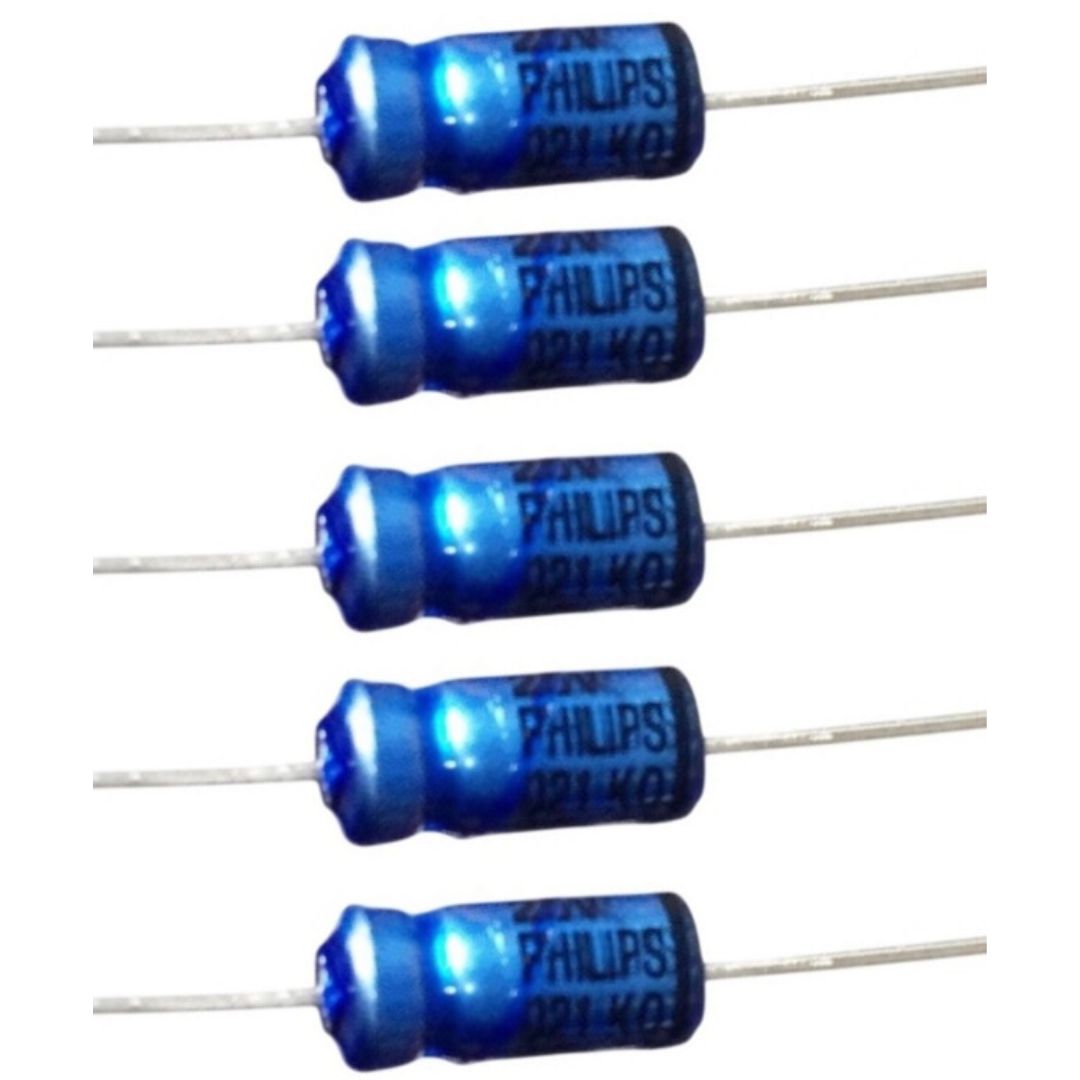 Kit com 10 Capacitores Eletrolíticos Axiais 47uF 25V - KIT-CAP-ELET-AXIAL-47UF-25V-10 - Comecx Labs