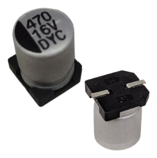 Kit com 10 Capacitores Eletrolíticos SMD 470uF 16V Samwha - KIT-CAP-ELET-SMD-470UF-16V-SAMWHA-10 - Comecx Labs