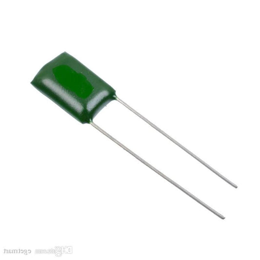 Kit com 10 Capacitores Poliéster 1nF 100V Passo 5mm - KIT-CAP-POL-1NF-100V-P5-10 - Comecx Labs