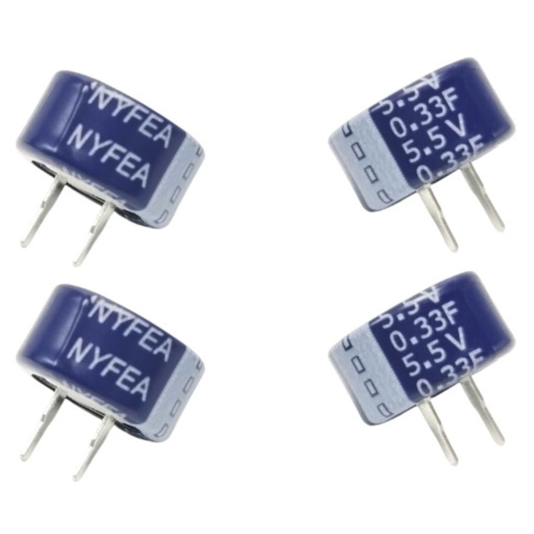Kit com 5 Capacitores SuperCap 0.33F 5.5V Radial - KIT-CAP-SUPERCAP-0-33F-5V5-RADIAL-5 - Comecx Labs