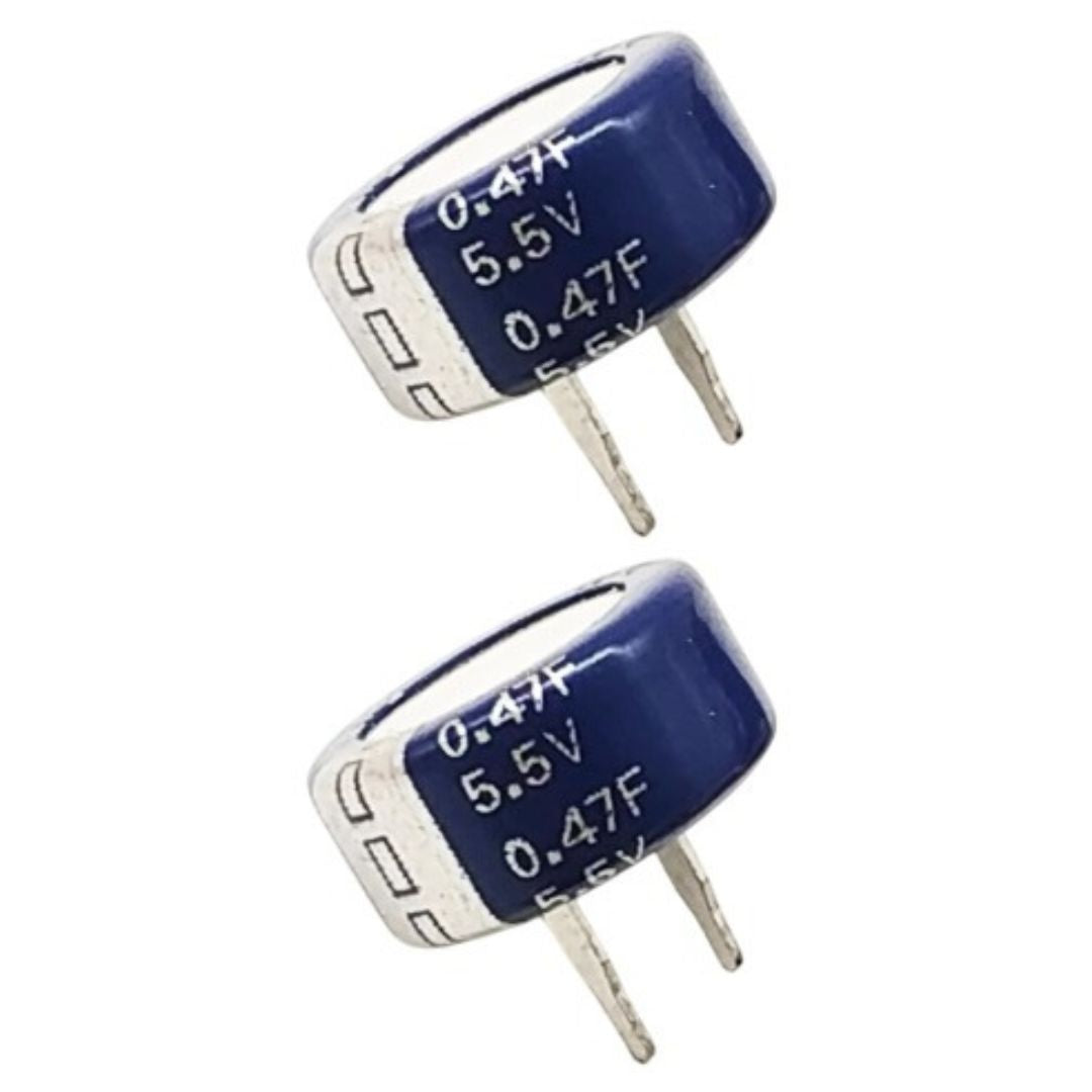 Kit com 5 Capacitores SuperCap 0.47F 5.5V Radial - KIT-CAP-SUPERCAP-0-47F-5V5-RADIAL-5 - Comecx Labs