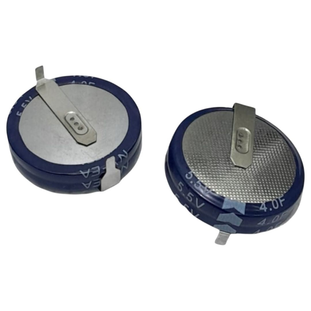 Kit com 5 Capacitores SuperCap 4F 5.5V com Terminal - KIT-CAP-SUPERCAP-4F-5V5-TERMINAL-5 - Comecx Labs