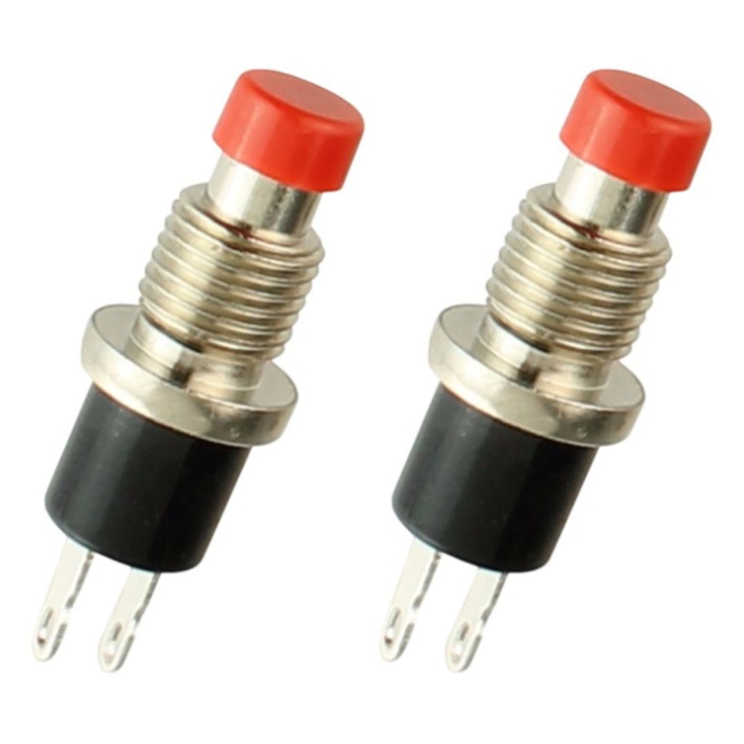 Chave Push Button Vermelha S/ Trava 2 Terminais 1,5A NA (PBS-110) - COMP-CHV-1769 - Comecx Labs