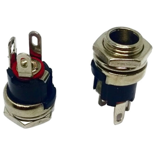 Conector Jack J4 de Rosca 2,1x5,5mm Chassis DC025M - Entrada para Plug P4 - COMP-CON-2695 - Comecx Labs