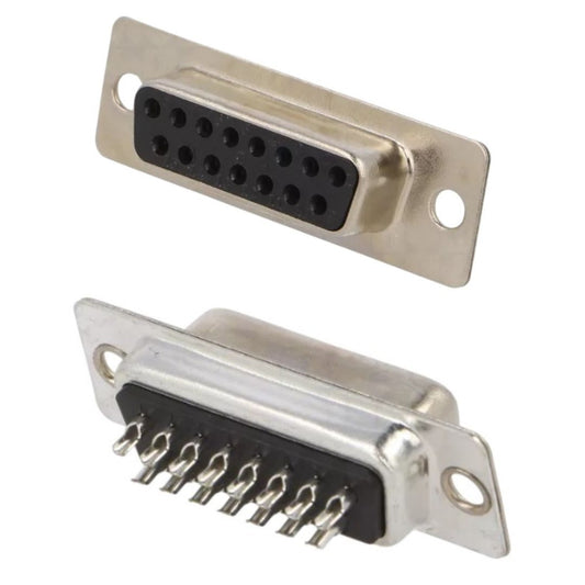 Conector DB15 Fêmea 180° Preto 15 Vias Solda Fio DS1033-15FBNSISS-CT (DB-15) - MAN-CON-DB-224814 - Comecx Labs