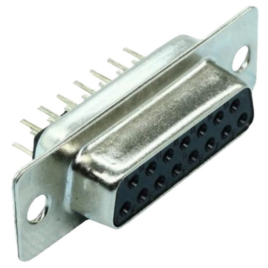 Conector DB15 Fêmea 180° Preto 15 Vias Solda Placa PCI DS1034-15FBNSISS (DB-15) - MAN-CON-DB-176782 - Comecx Labs