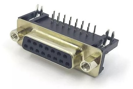 Conector DB15 Fêmea 90º Solda Placa - MAN-CON-DB-151020 - Comecx Labs