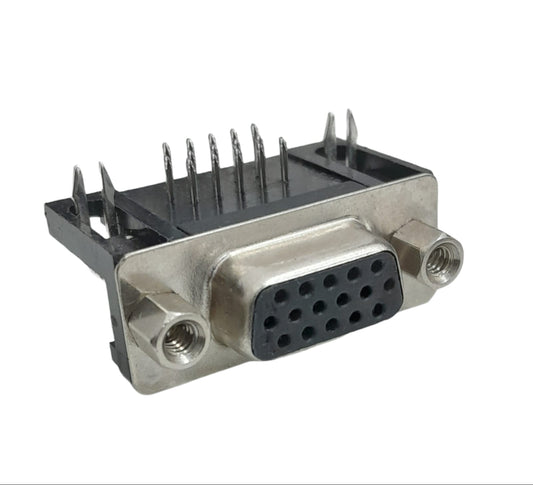 Conector DB15 Fêmea Solda Placa 90º Graus VGA (DR-15) - MAN-CON-DB-100753 - Comecx Labs