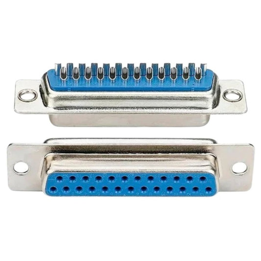 Conector DB25 Fêmea para Solda Fio 180º Graus (DB-25) Azul - MAN-CON-DB-225676 - Comecx Labs
