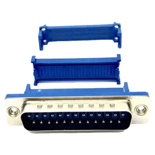 Conector DB25 Macho 180º Azul para Cabo Flat 1.27mm DS1036-25MPU2PX-YT (DB-25) - MAN-CON-DB-178808 - Comecx Labs