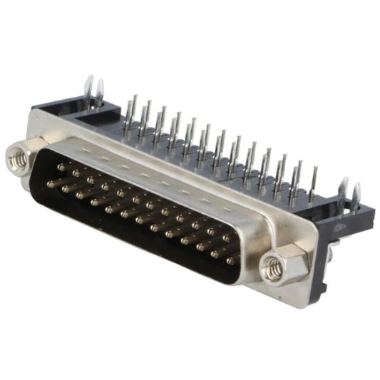 Conector DB25 Macho 90º Solda Placa (DS1037-25MNAKT74-0CC) - MAN-CON-DB-2117 - Comecx Labs