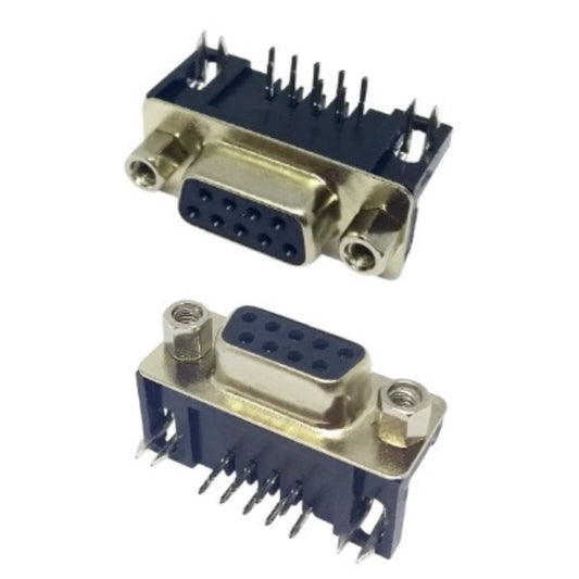 Conector DB9 Fêmea 90º Solda Placa PCI Preto (DB-09) - MAN-CON-DB-2135 - Comecx Labs