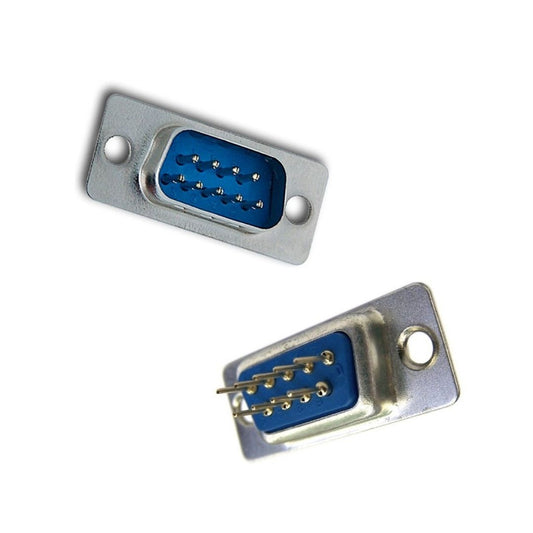 Conector DB9 Macho 180º Solda Placa Azul (DB-09) - MAN-CON-DB-35363 - Comecx Labs
