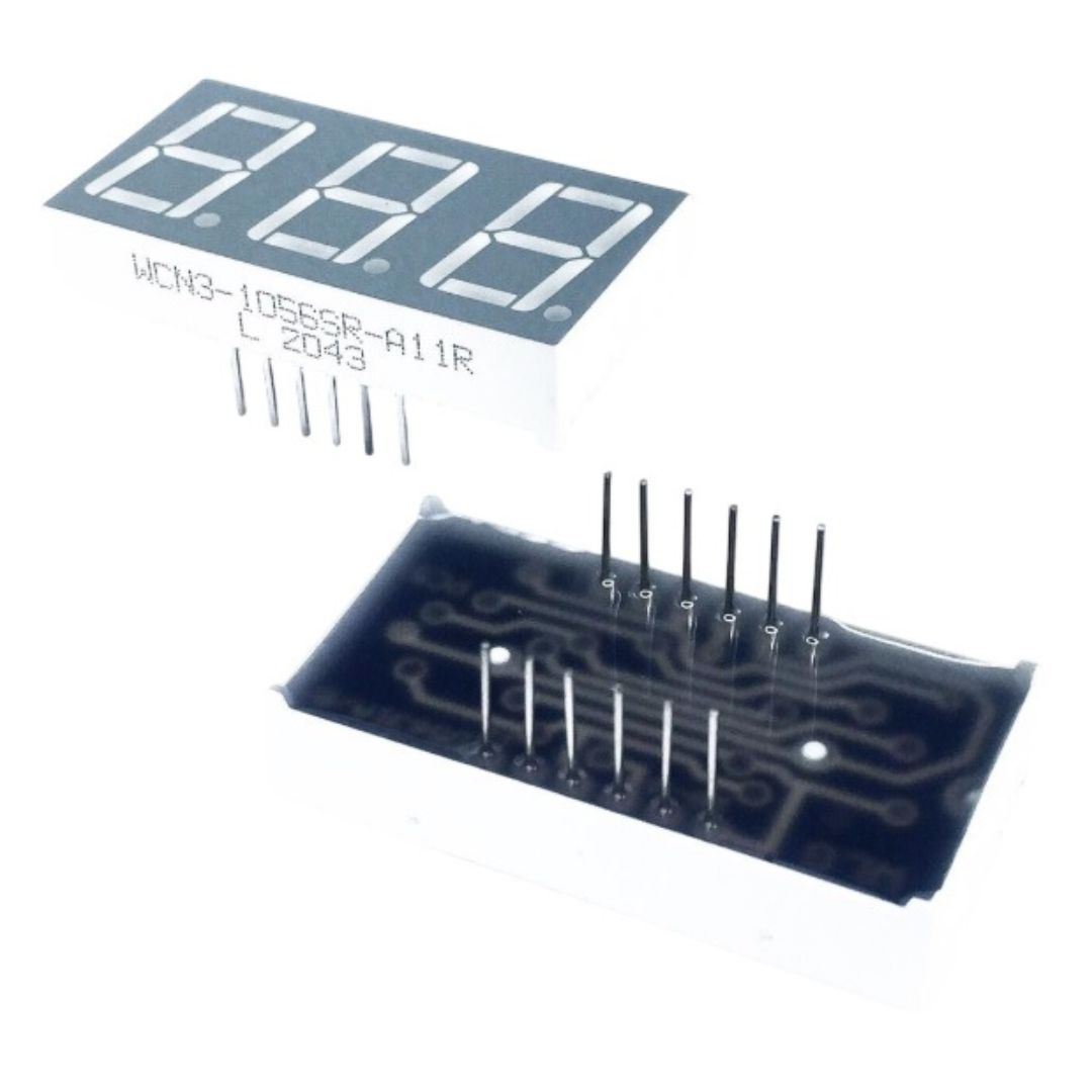 Display LED Ânodo WCN3-1056SR-A11R 3 Dígitos 0,56 - COMP-SENSOR-WCN3-1056SR-A11R - Comecx Labs
