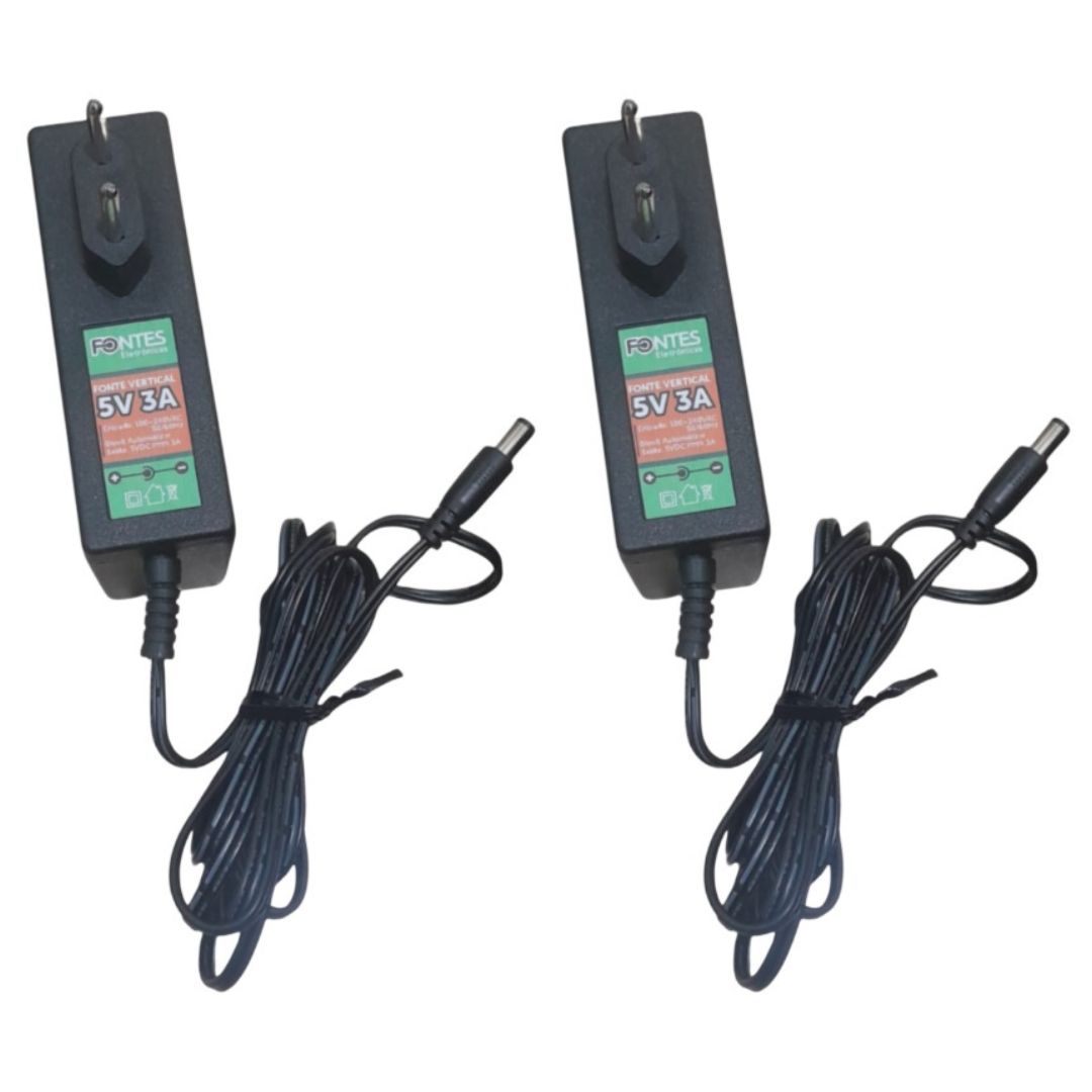 Fonte Chaveada 5V 3A Plug P4 Cabo 1,80m - ENE-FONTE-5V-3A-P4 - Comecx Labs