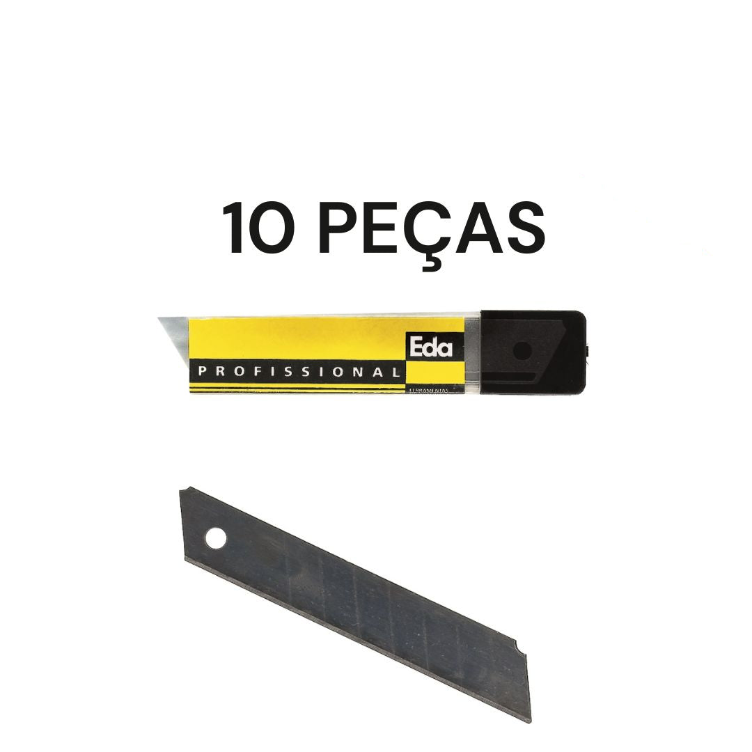 Kit 10 Peças Lâminas para Estilete Largo 18mm 8TC - FER-LAMINA-18MM-8TC - Comecx Labs