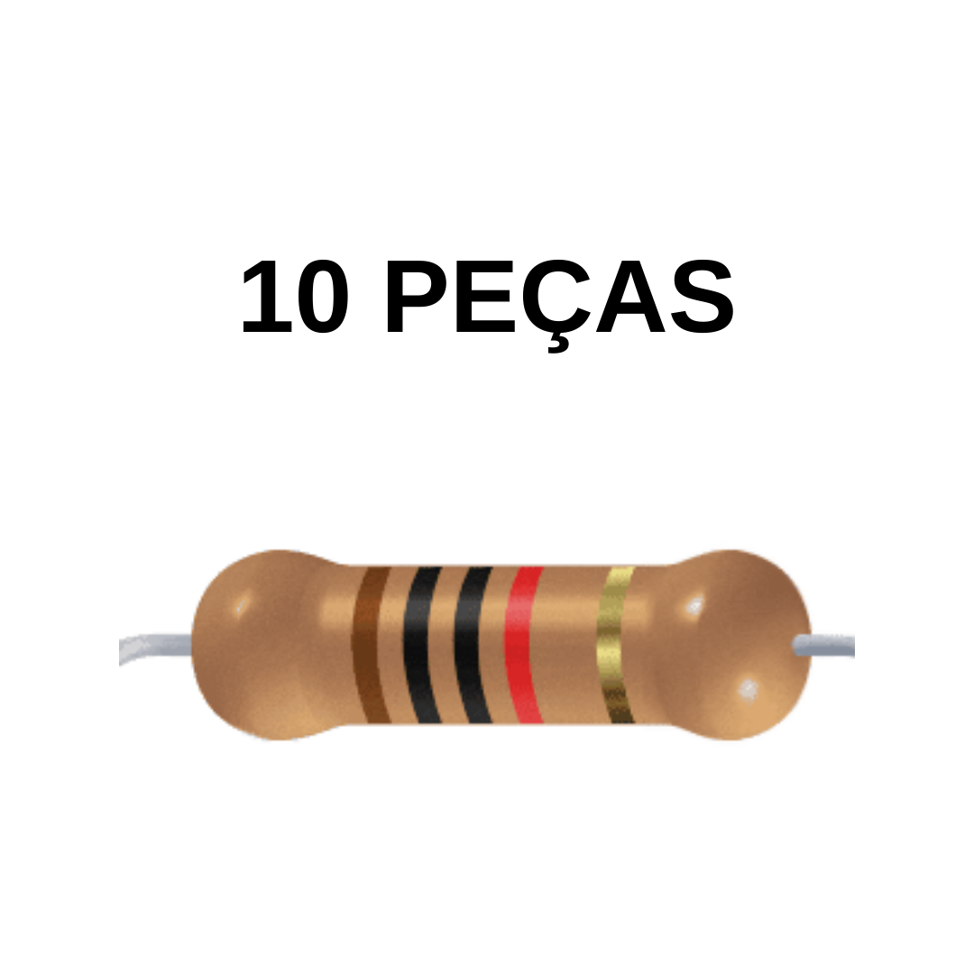 Kit 10 Peças - Resistor 10K 1W 5% Axial para Arduino - COMP-RES-10K-1W-KIT10 - Comecx Labs